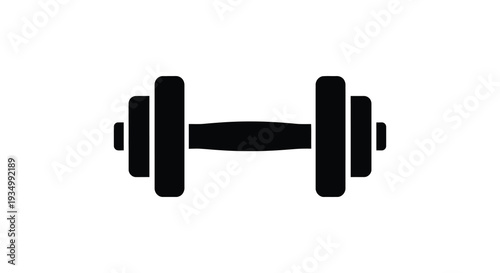 A simple black graphic depiction of a standard barbell showcasing a minimalist silhouette high quality professional detailed modern