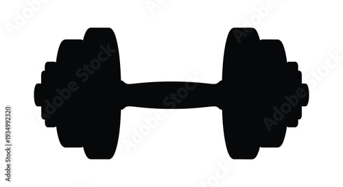 A stark black representation of a weightlifting dumbbell emphasizing fitness and strength silhouette high quality professional detailed modern
