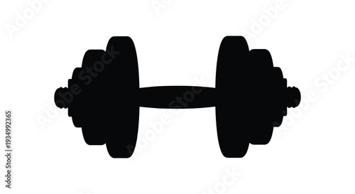 A stark black silhouette of a barbell dumbbell showcasing strength and fitness equipment silhouette high quality professional detailed