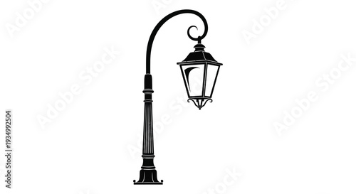 A striking black silhouette of an ornate vintage street lamp evoking a nostalgic ambiance silhouette high quality professional