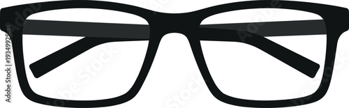 Black eyeglasses frame isolated on white background, modern optical eyewear accessory, stylish vision correction glasses design illustration