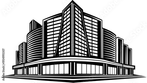 Modern office building with sleek glass and steel design