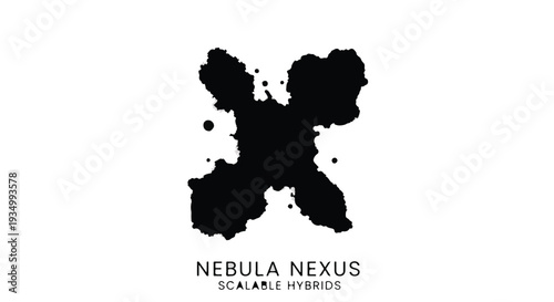 Abstract ink blot resembling a dark, organic shape on a white background