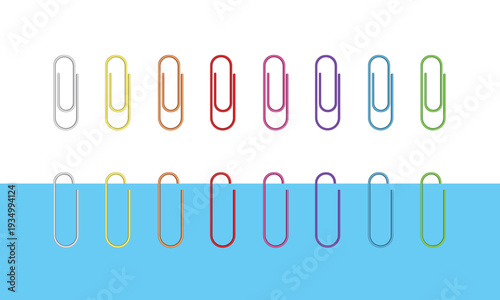 Colorful Paper Clip Set Isolated on Background Vector Illustration