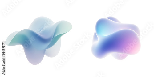 3D Fintech Flow Abstract Form Smooth Gradient Organic Shape Isolated Transparent PNG for Modern Tech Branding Asset
