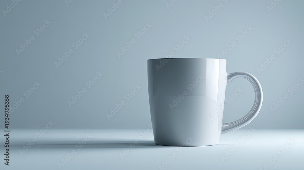Obraz premium White Mug On Light Gray Background