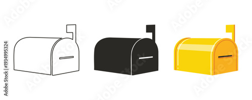 Mailbox vector icons and illustrations in different styles and colors