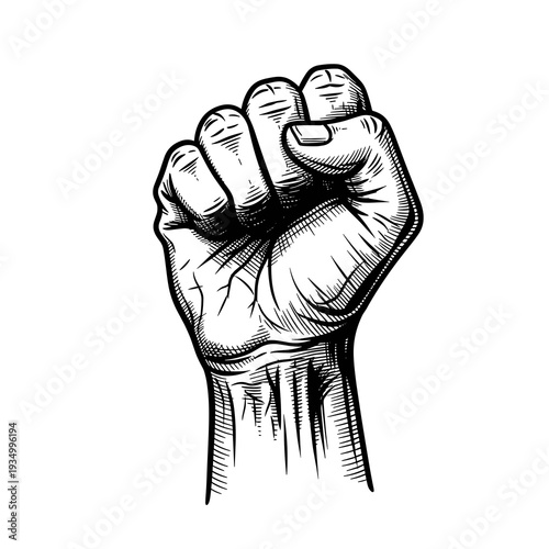 Hand Drawn Sketch of a Strong Clenched Fist Symbolizing Determination