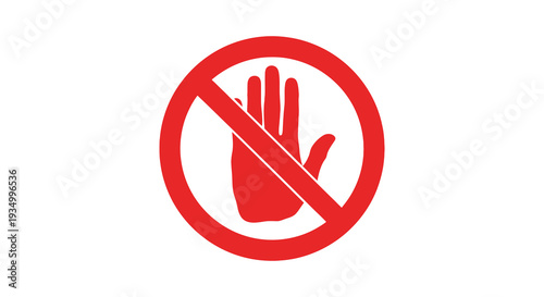 A striking red circle with a diagonal line through a hand silhouette signifying prohibition high quality professional detailed