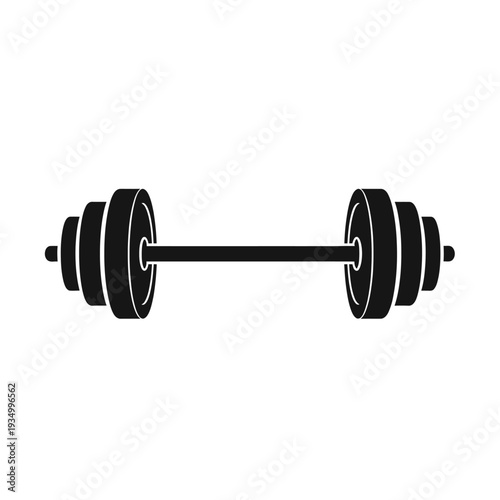 Black barbell on a white background, fitness equipment