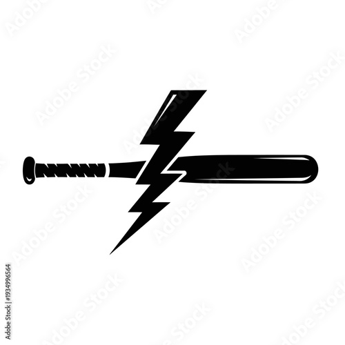 Black baseball bat with lightning bolt design