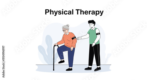 Physical Therapist Assisting Senior Patient with Rehabilitation Exercises.