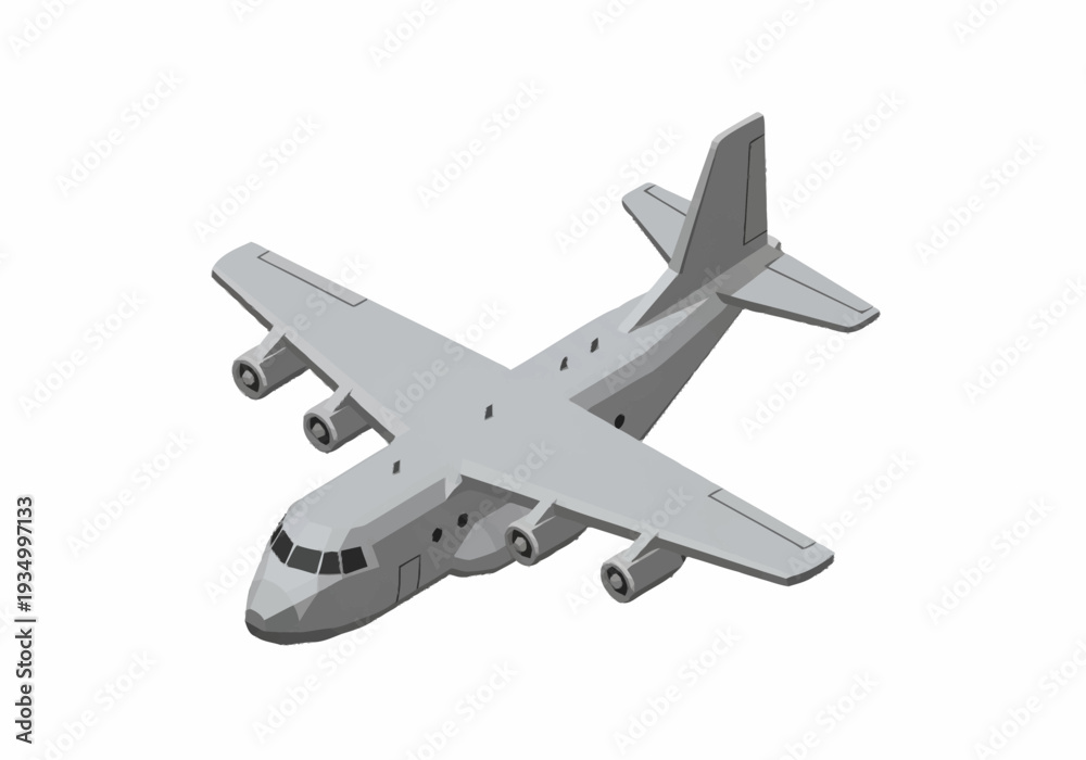 Obraz premium Gray airplane flying in the sky.