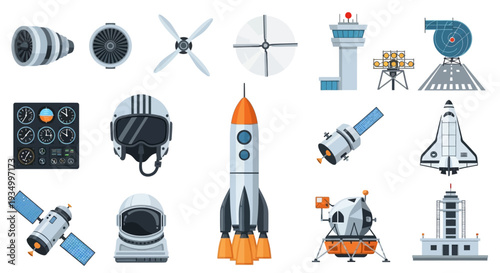 Collection of Spacecraft and Satellite Components.