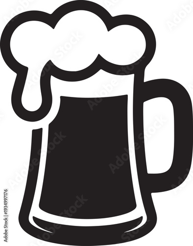 Beer Mug with Foam Oktoberfest Drink Icon,Classic Beer Glass Mug Alcohol Beverage Symbol