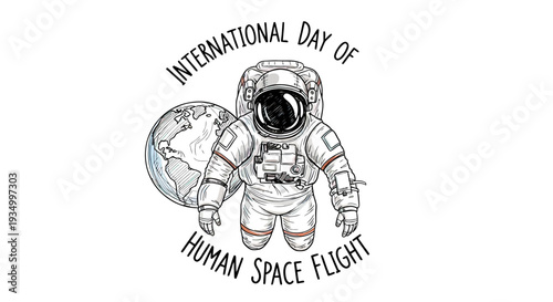 Astronaut in Space Suit with Earth Globe.