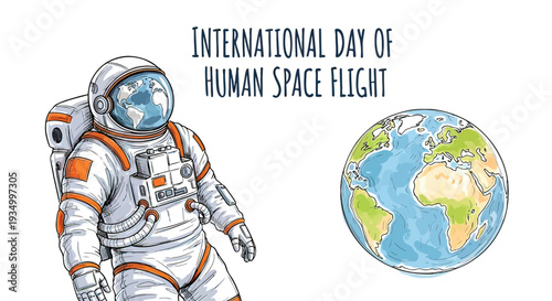 Astronaut in Space Suit with Earth.