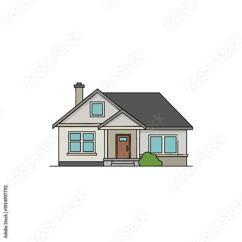 Modern Cozy Family House with Front Porch and Landscaping