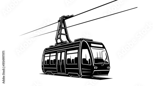 Cable Car Transportation System Illustration.