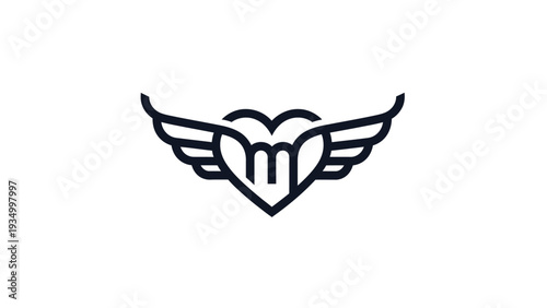Heart Logo with Wings Symbol.