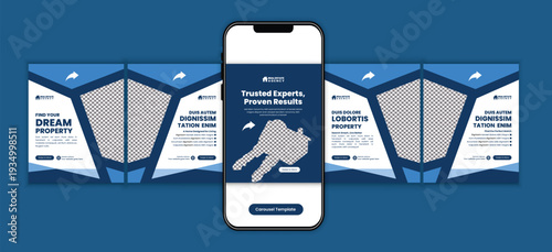 Modern Home for Sale Real Estate Social Media  microblog carousel post Design Template