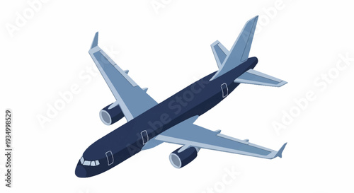Commercial Airplane in Flight Mode Illustration.