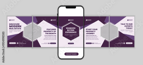Modern Home for Sale Real Estate Social Media  microblog carousel post Design Template