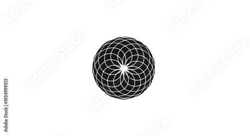 Intricate geometric mandala pattern with a central flower-like design on a clean white background