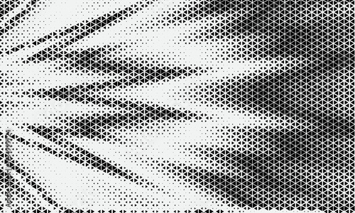 Triangular halftone background. Vector geometric technology abstract background. Halftone triangles retro pattern. Modern