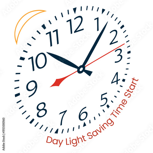 Daylight Saving Time Start Detailed Clock Face Illustration