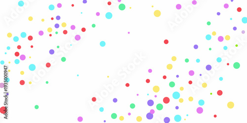 Colorful confetti scattered across a bright white background