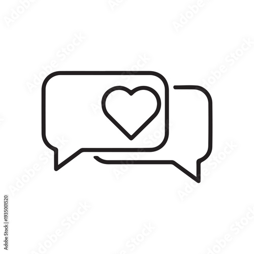 Love Message Chat Bubble Outline Icon with Heart Symbol