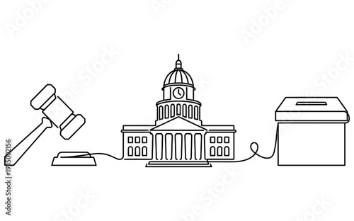 Democracy and Justice Gavel Monoline Background
