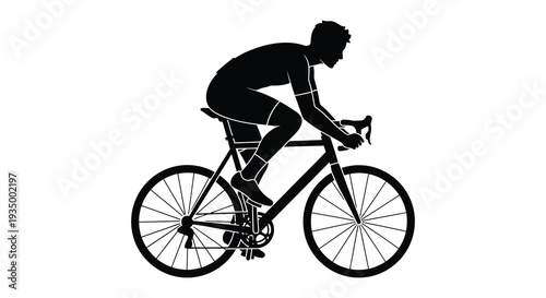 A dynamic depiction of a cyclist in motion captured as a striking black silhouette high quality professional detailed