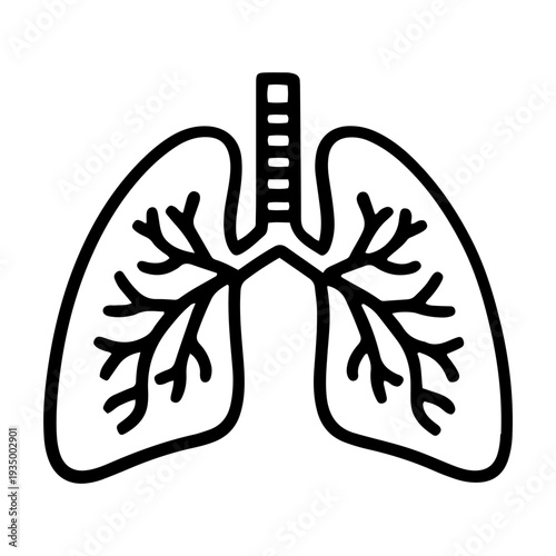 Human Respiratory System Line Icon