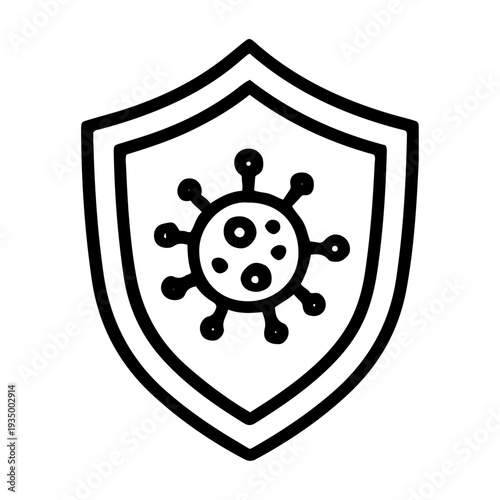 Virus Protection Shield Line Icon