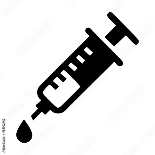 Medical Injection Syringe Solid Icon