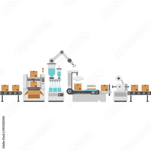 Automated Packaging Line with Robotic Arms