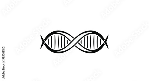 Abstract infinity symbol formed by stylized DNA helixes, representing life and continuity.