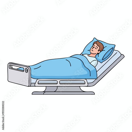 Comfortable Patient Sleeping Peacefully in Hospital Bed with Medical Equipment