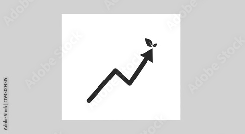 Upward Arrow Graph with Leaves Indicating Growth and Success