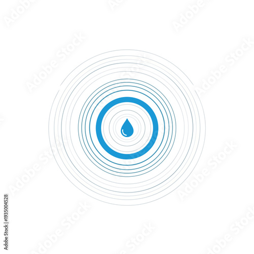 Blue Water Droplet Icon in Concentric Circles