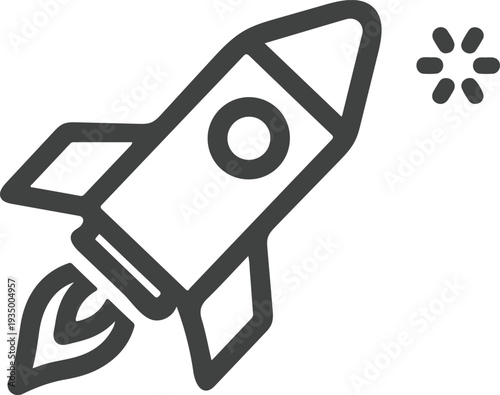 Minimalist rocket icon representing startup launch and innovation