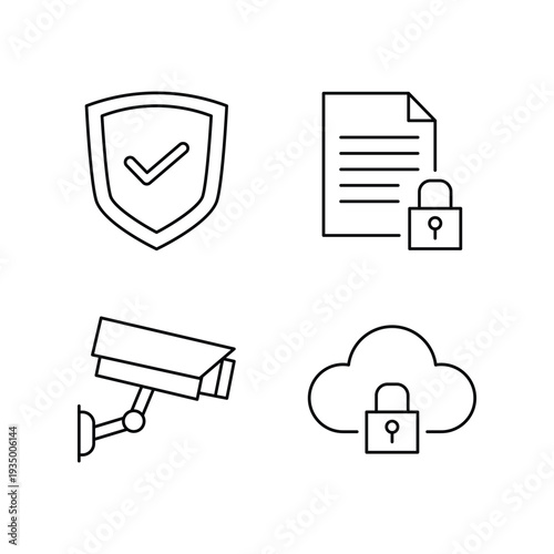 Corporate Security Protection Line Icons Set