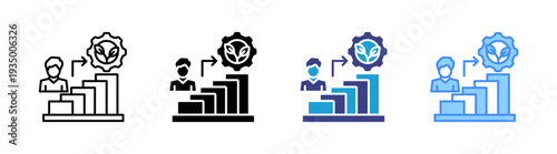 Career icon set multiple style collection