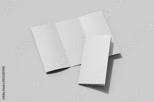 letter size leaflet paper trifold brochure print mockup with soft studio lighting isolated template 3d render