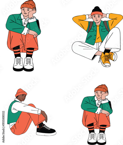 vector illustration of a set of funny people