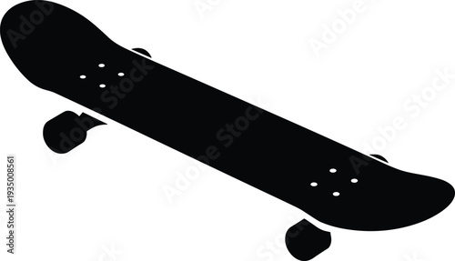 Skateboard silhouette isolated on white background, urban street sport equipment vector illustration for youth lifestyle design