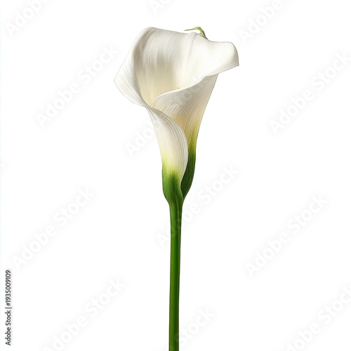 Single White Calla Lily With Green Stem