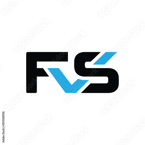 This image is a logo design of an initial letter FS with a check mark icon intertwined in between. The logo looks nice in black blue combination on a white background.